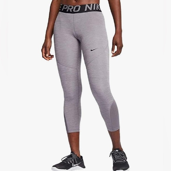 Nike Pro OWLS Pants Womens, Grey Leggings Capri Running Athletic Workout Size M - Picture 1 of 11